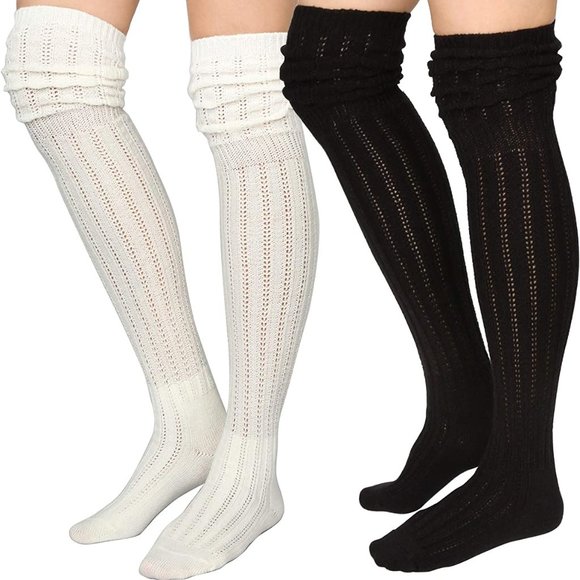 Over The Knee Slouch Socks Boot Socks Slouchy Socks Knee Socks 2 Pair - Picture 2 of 12